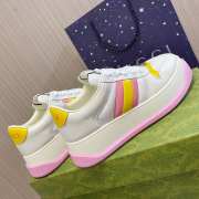 Gucci Screener sneaker with white GG canvas pink and yellow padded leather Web - 6