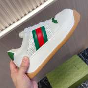 Gucci women Screener Sneaker with white GG canvas green and white padded leather - 2