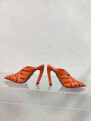 Bottega Veneta Leather Pointed Toe Braided High Heels In Orange - 3