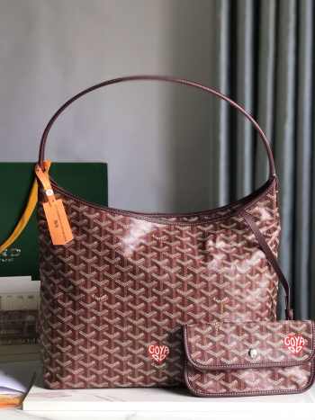 Goyard Boheme Hobo Bag In Burgundy 42x27x15cm