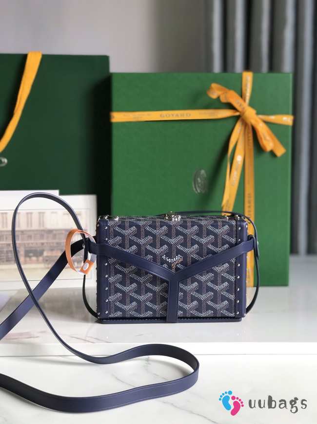 Goyard Minaudière trunk bag in navy blue 17x11.5x5.5cm - 1