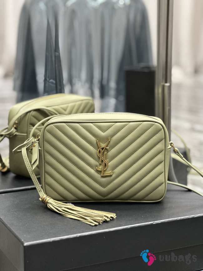 YSL Lou camera bag in light green with gold buckle 23x16x6cm  - 1