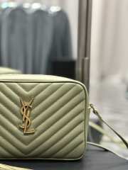 YSL Lou camera bag in light green with gold buckle 23x16x6cm  - 6