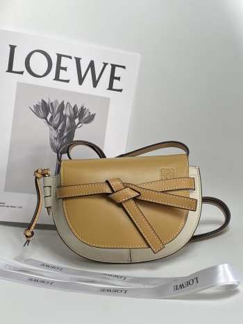 Loewe Gate Dual bag in soft calfskin and jacquard tan 21x12x10cm