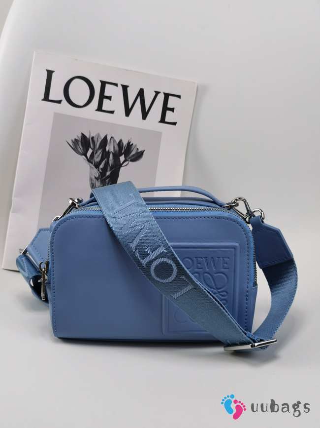 Loewe Mini Camera Crossbody bag in satin calfskin blue 18x8.5x13cm - 1