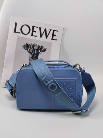 Loewe Mini Camera Crossbody bag in satin calfskin blue 18x8.5x13cm