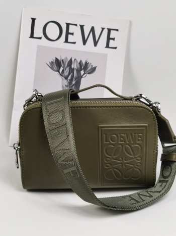 Loewe Mini Camera Crossbody bag in satin calfskin khaki Green 18x8.5x13cm