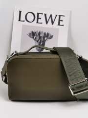 Loewe Mini Camera Crossbody bag in satin calfskin khaki Green 18x8.5x13cm - 3