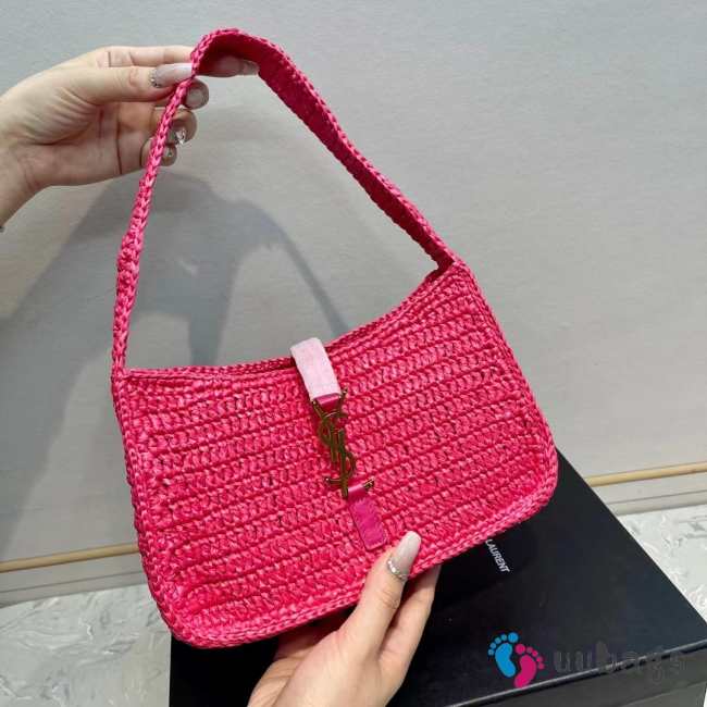 YSL Le 5 À 7 In Raffia In Pink Bag 23×16×6.5cm - 1