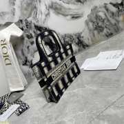 Dior Book Tote Black/White Mini Oblique Embroidery Canvas Bag 23x17cm - 6