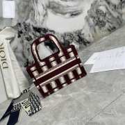 Dior Book Tote Red/White Mini Oblique Embroidery Canvas Bag 23x17cm - 6