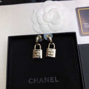 Chanel Gold Metal Padlock Earrings - 5