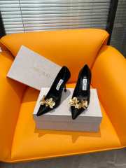 Jimmy Choo Ixia 95 Black Satin Pumps with Flowers 10cm - 2