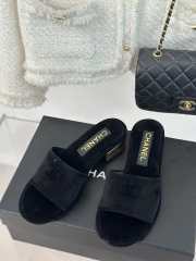 Chanel velvet black slipper 3cm - 1