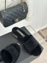 Chanel velvet black slipper 3cm - 5