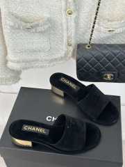 Chanel velvet black slipper 3cm - 2