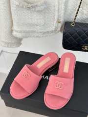 Chanel velvet pink slipper 3cm - 1