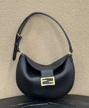 Fendi Croissant Leather Shoulder Bag In Black 30×1×23cm - 1