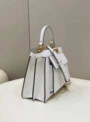 Peekaboo I See U White Leather Top Handle Bag 33.5x13x25.5cm - 2