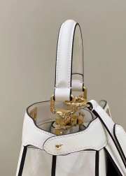 Peekaboo I See U White Leather Top Handle Bag 33.5x13x25.5cm - 6