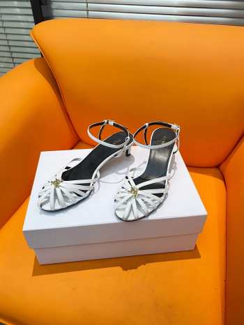 Celine Triomphe Sandal In Laminated Lambskin White 4.5mm