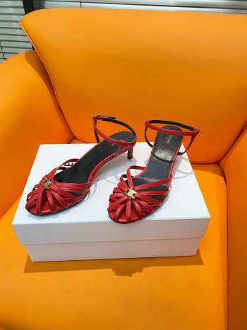 Celine Triomphe Sandal In Laminated Lambskin Red 4.5mm