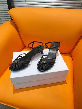 Celine Triomphe Sandal In Laminated Lambskin Black 4.5mm