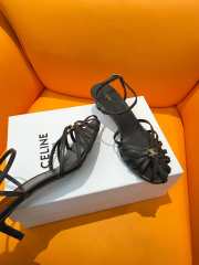 Celine Triomphe Sandal In Laminated Lambskin Black 4.5mm - 3