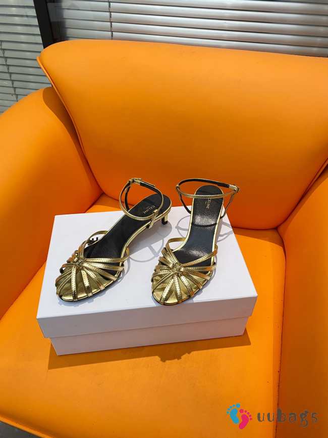 Celine Triomphe Sandal In Laminated Lambskin Gold 4.5mm - 1