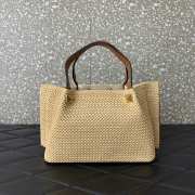 Valentino Garavani Roman Stud Small Straw Tote Bag 25x18x12cm - 2