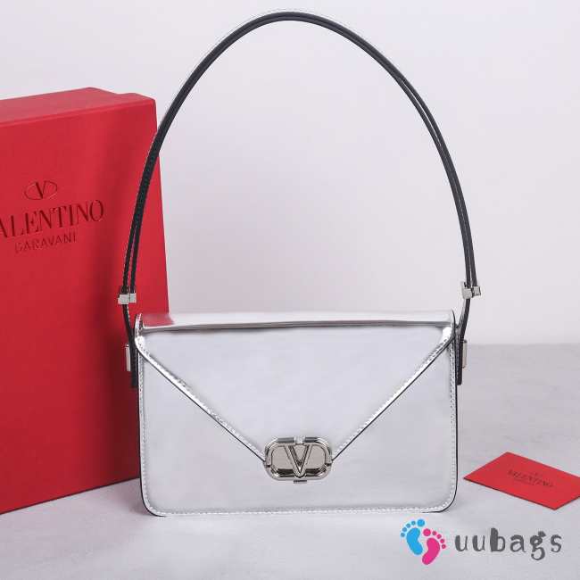 Valentino Garavani Letter Bag In Mirror-effect Calfskin In Silver 24x15.5x7cm - 1