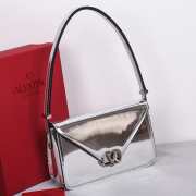 Valentino Garavani Letter Bag In Mirror-effect Calfskin In Silver 24x15.5x7cm - 6