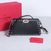 Valentino Garavani Rockstud Calfskin Clutch In Black With Silver Buckle 23x13x7cm - 1