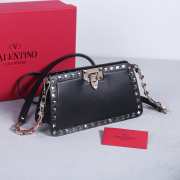 Valentino Garavani Rockstud Calfskin Clutch In Black With Silver Buckle 23x13x7cm - 6