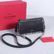 Valentino Garavani Rockstud Calfskin Clutch In Black With Silver Buckle 23x13x7cm - 4