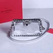 Valentino Garavani Rockstud Calfskin Clutch In Silver Metallic 23x13x7cm - 1