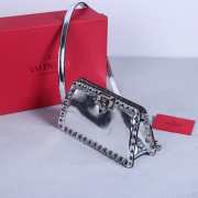 Valentino Garavani Rockstud Calfskin Clutch In Silver Metallic 23x13x7cm - 6