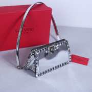 Valentino Garavani Rockstud Calfskin Clutch In Silver Metallic 23x13x7cm - 4