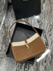 YSL Le 5 À 7 In Suede And Shearling In Dark Cigar And Natural Beige 23x16x6.5cm - 1