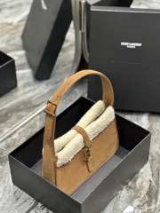 YSL Le 5 À 7 In Suede And Shearling In Dark Cigar And Natural Beige 23x16x6.5cm - 2