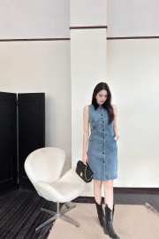 Louis Vuitton 1AFDDL Velvet Accent Denim Dress  - 6