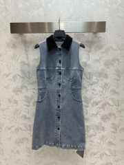 Louis Vuitton 1AFDDL Velvet Accent Denim Dress  - 1