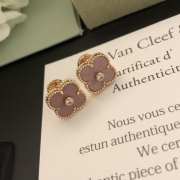 Van Cleef & Arpels Alhambra 18k Gold Pink Opal Diamond Earrings - 4