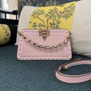 Valentino Garavani Rockstud Calfskin Clutch In Light Pink 21cm - 1