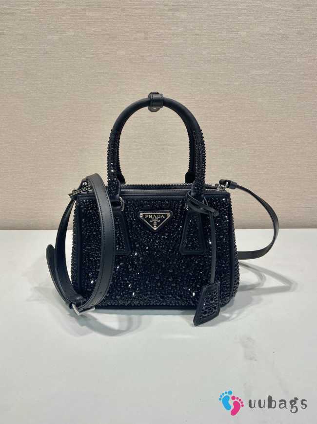 Prada 1BA906 Galleria Embellished Mini Top Handle Bag Black 20x15x9.5cm - 1