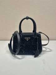 Prada 1BA906 Galleria Embellished Mini Top Handle Bag Black 20x15x9.5cm - 1