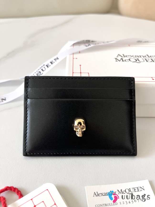 Alexander McQueen Card Holder Black Leather 10x7cm - 1