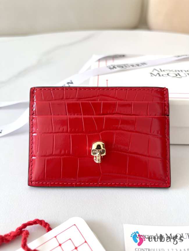 Alexander McQueen Card Holder Red Leather 10x7cm - 1