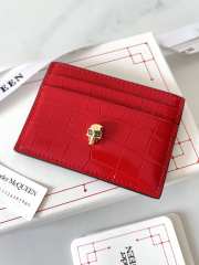 Alexander McQueen Card Holder Red Leather 10x7cm - 5