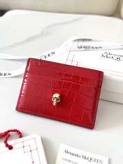 Alexander McQueen Card Holder Red Leather 10x7cm - 4